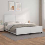 vidaXL Sängram med huvudgavel vit 160x200 cm konstläder