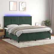 vidaXL Ramsäng med madrass & LED mörkgrön 200x200 cm sammet