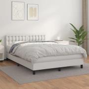 vidaXL Ramsäng med madrass vit 140x200 cm konstläder
