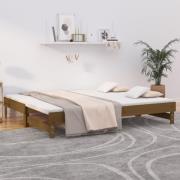 vidaXL Utdragbar dagbädd honungsbrun 2x(90x200) cm massiv furu