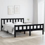 vidaXL Sängram svart massivt trä 120x200 cm