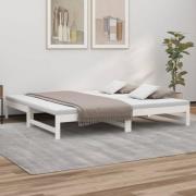 vidaXL Utdragbar dagbädd vit 2x(80x200) cm massiv furu