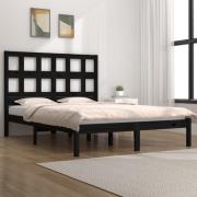 vidaXL Sängram svart massiv furu 140x190 cm