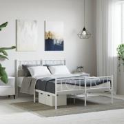 vidaXL Sängram med huvudgavel och fotgavel vit metall 120x190 cm