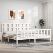 vidaXL Sängram utan madrass vit 200x200 cm massiv furu