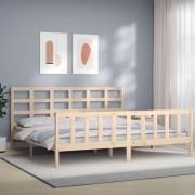 vidaXL Sängram med huvudgavel 180x200 cm massivt trä