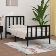 vidaXL Sängram svart massiv furu 75x190 cm