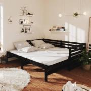 vidaXL Dagbädd utdragbar 2x(90x200) cm svart massiv furu