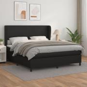 vidaXL Ramsäng med madrass svart 180x200 cm konstläder