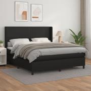 vidaXL Ramsäng med madrass svart 160x200 cm konstläder