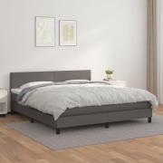 vidaXL Ramsäng med madrass grå 180x200 cm konstläder