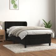 vidaXL Ramsäng med madrass svart 100x200 cm sammet