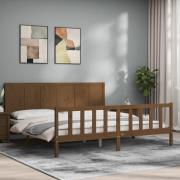vidaXL Sängram med huvudgavel honungsbrun 200x200 cm massivt trä