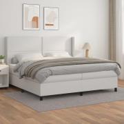 vidaXL Ramsäng med madrass vit 200x200 cm konstläder
