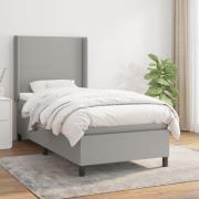 vidaXL Ramsäng med madrass ljusgrå 90x200 cm tyg