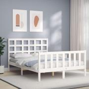 vidaXL Sängram utan madrass vit 140x200 cm massiv furu