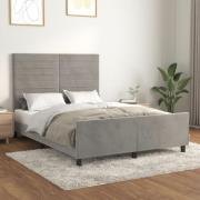vidaXL Sängram utan madrass ljusgrå 140x200 cm sammet