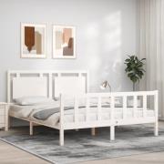 vidaXL Sängram utan madrass vit 160x200 cm massiv furu