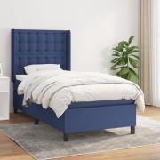 vidaXL Ramsäng med madrass blå 90x190 cm tyg