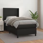 vidaXL Ramsäng med madrass svart 90x190 cm konstläder