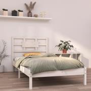 vidaXL Sängram vit massivt trä 90x190 cm