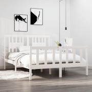 vidaXL Sängram vit massivt trä 135x190 cm