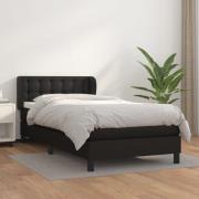 vidaXL Ramsäng med madrass svart 90x190 cm konstläder