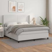 vidaXL Ramsäng med madrass vit 160x200 cm konstläder