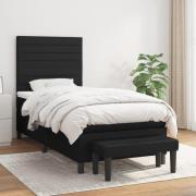 vidaXL Ramsäng med madrass svart 100x200 cm tyg