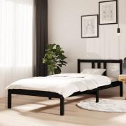 vidaXL Sängram svart massivt trä 90x200 cm
