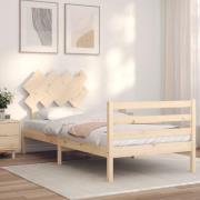vidaXL Sängram med huvudgavel 90x200 cm massivt trä