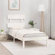 vidaXL Sängram vit massivt trä 90x200 cm