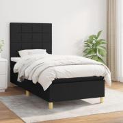 vidaXL Ramsäng med madrass svart 100x200 cm tyg