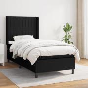 vidaXL Ramsäng med madrass svart 90x190 cm tyg