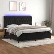 vidaXL Ramsäng med madrass & LED svart 200x200 cm sammet