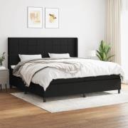 vidaXL Ramsäng med madrass svart 200x200 cm tyg