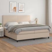 vidaXL Ramsäng med bäddmadrass cappuccino 200x200 cm konstläder