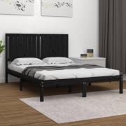 vidaXL Sängram svart massiv furu 140x190 cm