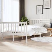 vidaXL Sängram vit massivt trä 140x190 cm