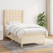 vidaXL Ramsäng med madrass gräddvit 90x200 cm tyg