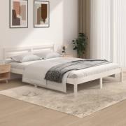 vidaXL Sängram massiv furu 150x200 cm vit