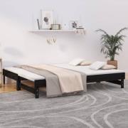vidaXL Utdragbar dagbädd svart 2x(100x200) cm massiv furu