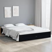 vidaXL Sängram svart massivt trä 120x190 cm