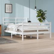 vidaXL Sängram vit massiv furu 160x200 cm