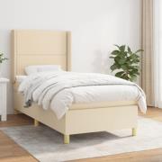 vidaXL Ramsäng med madrass gräddvit 90x190 cm tyg