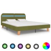 vidaXL Sängram med LEDs utan madrass grön tyg 160x200 cm