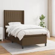 vidaXL Ramsäng med madrass mörkbrun 90x190 cm tyg