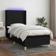 vidaXL Ramsäng med madrass & LED svart 100x200 cm tyg