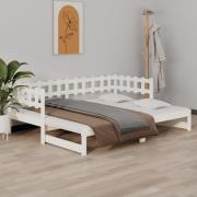 vidaXL Utdragbar dagbädd vit 2x(80x200) cm massiv furu
