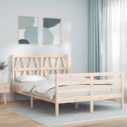 vidaXL Sängram med huvudgavel 120x200 cm massivt trä